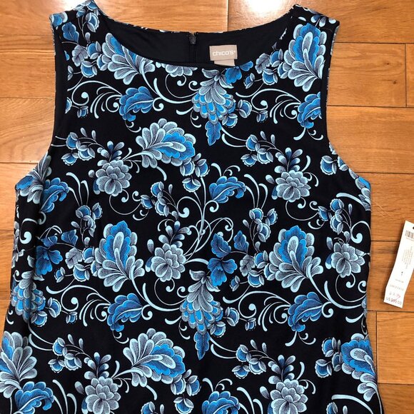 NEW Chico’s Sleeveless Shift Ponte Classic Navy Boatneck Dress Size 1 (US 8) - Picture 7 of 12